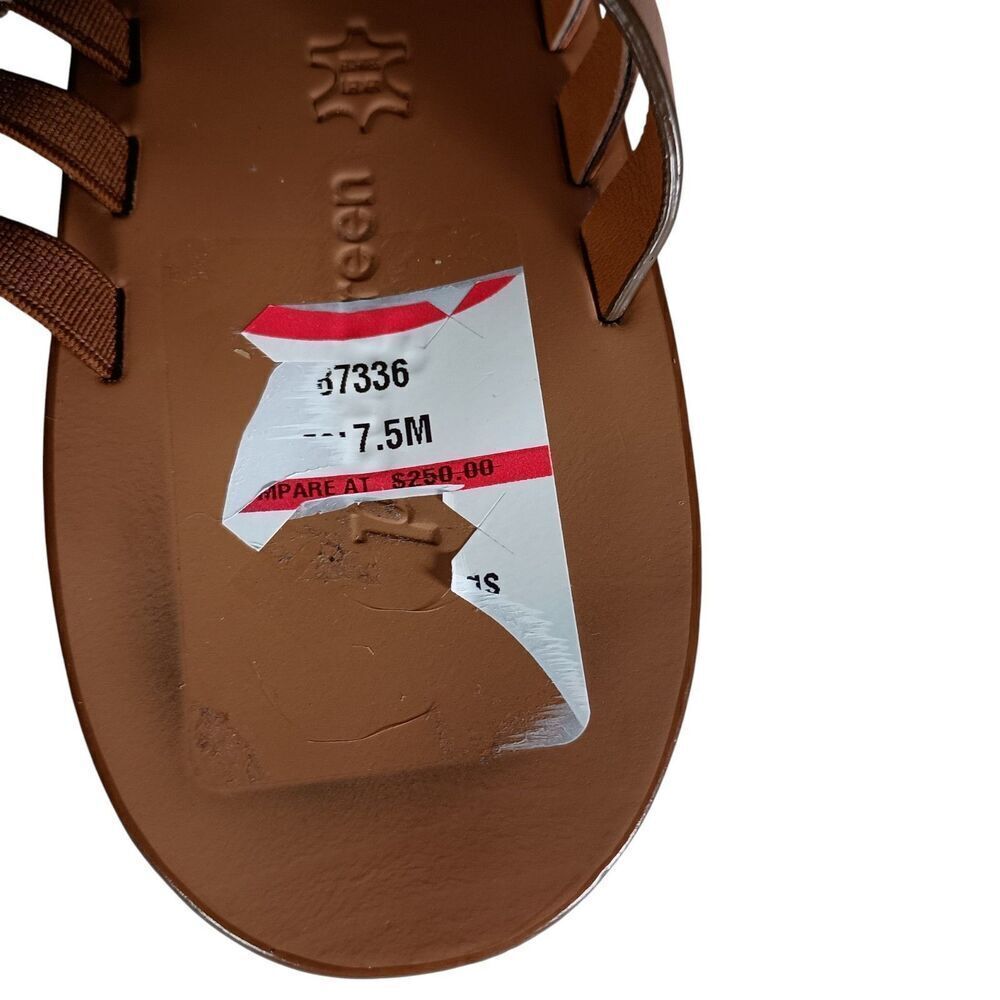 Paul Green Tan Leather Strappy Thong Sandal Low Wedge Womens 7.5 - Picture 9 of 11